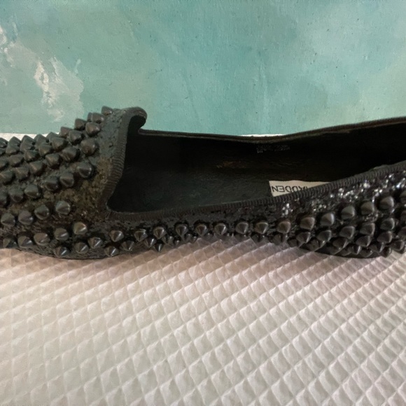 Steve Madden Black/Sparkly Spiked Loafers - Picture 3 of 4